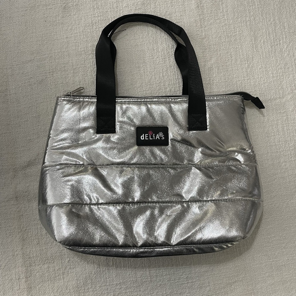 Delia's Silver Insulated Lunch‎ Tote 13" Bag NEW Trendy Y2k School